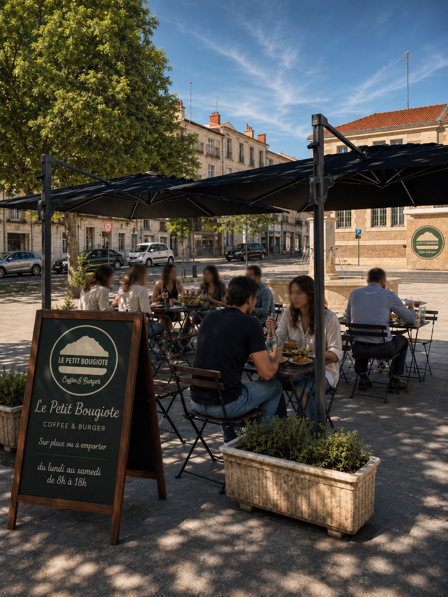 Terrasse du Petit Bougiote avec des clients